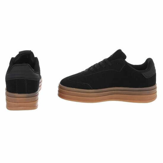 Zwarte platform sneakers Vita in suédine met ribstructuur