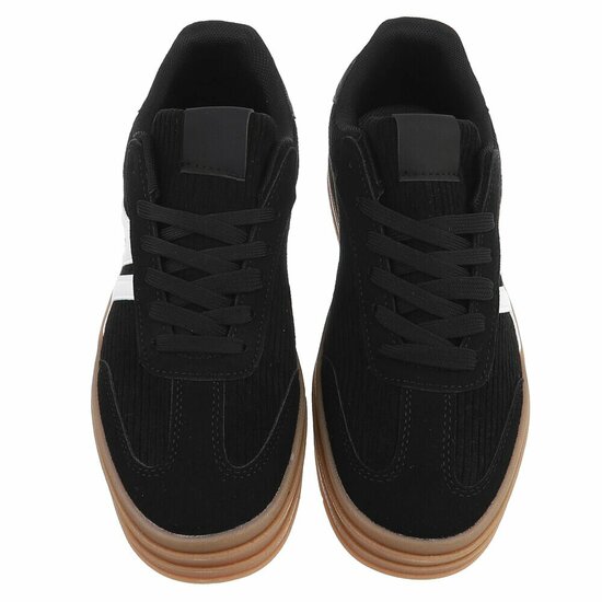 Zwarte platform sneakers Vita in suédine met ribstructuur
