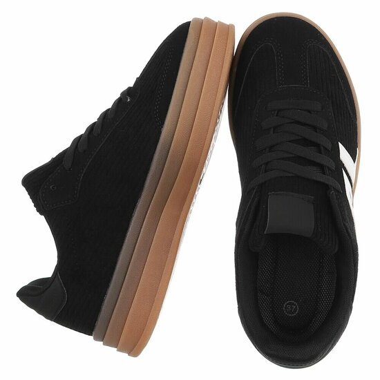 Zwarte platform sneakers Vita in suédine met ribstructuur