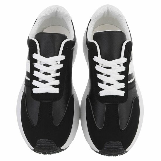Zwarte sneakers Phea met platformzool en witte details