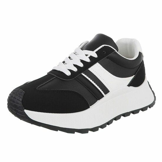 Zwarte sneakers Phea met platformzool en witte details