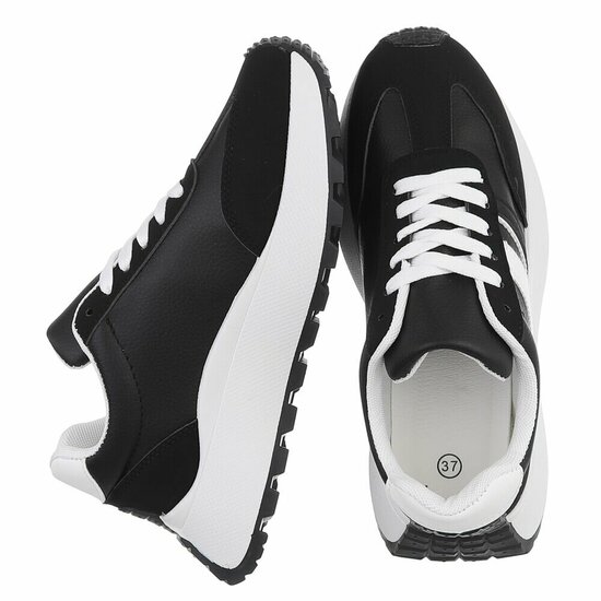 Zwarte sneakers Phea met platformzool en witte details