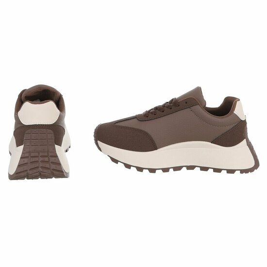 Bruine sneakers Phea met platformzool en beige details  SOLD OUT