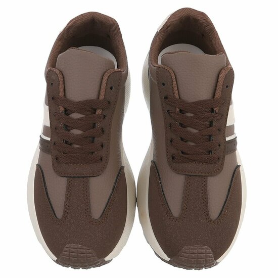 Bruine sneakers Phea met platformzool en beige details  SOLD OUT