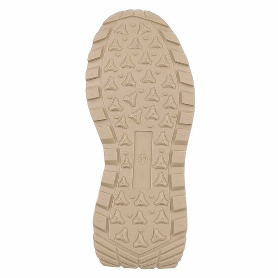 Beige sneakers Phea met platformzool en kaki details