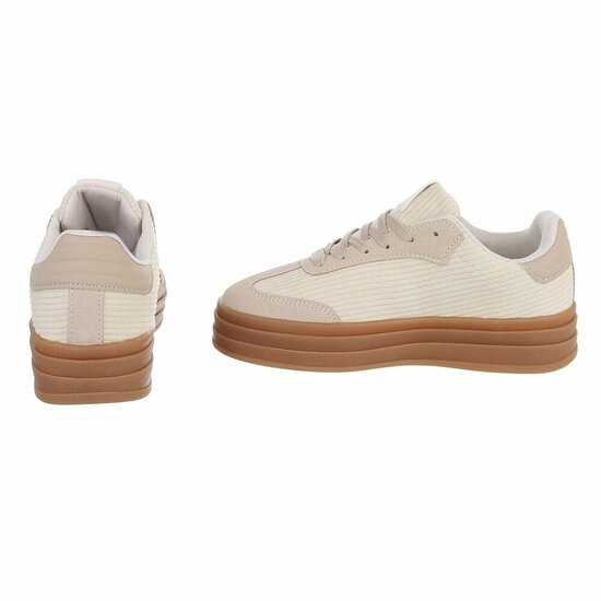 Beige platform sneakers Vita in suédine met ribstructuur