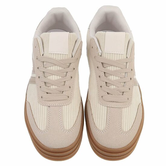 Beige platform sneakers Vita in suédine met ribstructuur