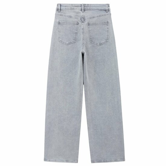 Lichtgrijze wide leg jeans met nailhead details