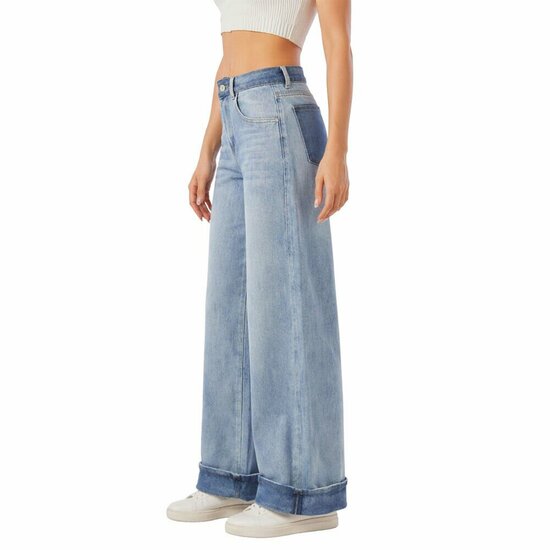 Lichtblauwe wide leg jeans met omgeslagen zoom