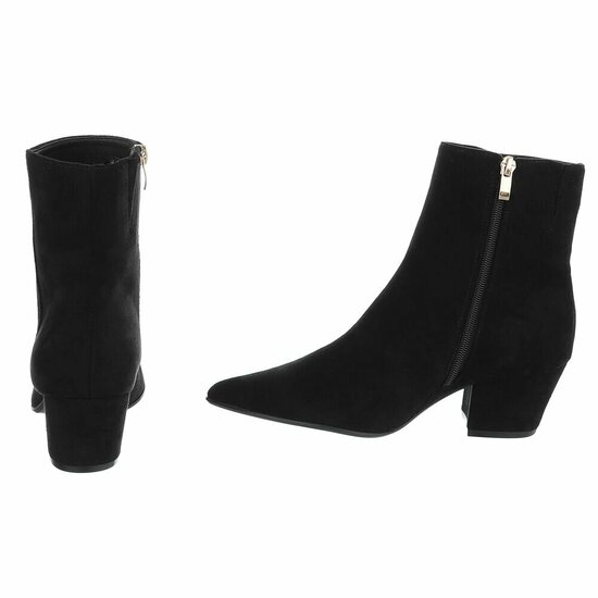 Zwart suede enkellaarsje met elegante hak-Annelisa