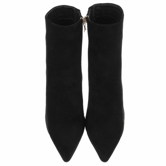 Zwart suede enkellaarsje met elegante hak-Annelisa