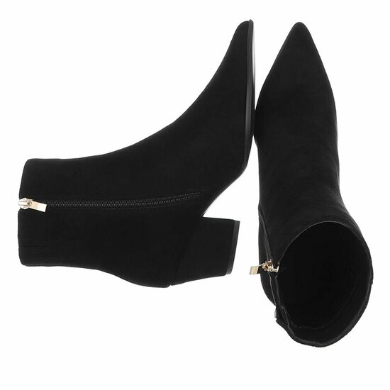 Zwart suede enkellaarsje met elegante hak-Annelisa