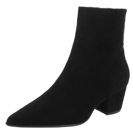 Zwart suede enkellaarsje met elegante hak-Annelisa