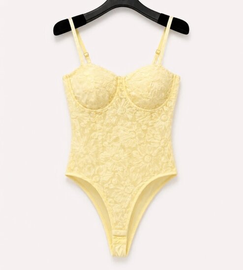 Elegante kanten body in geel