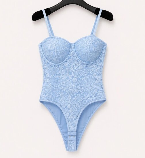 Elegante kanten body in blauw