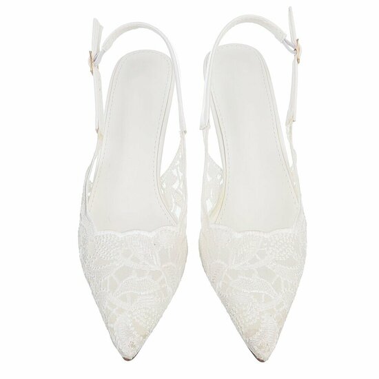 Elegante kanten slingback heels in ivoorwit-Cara