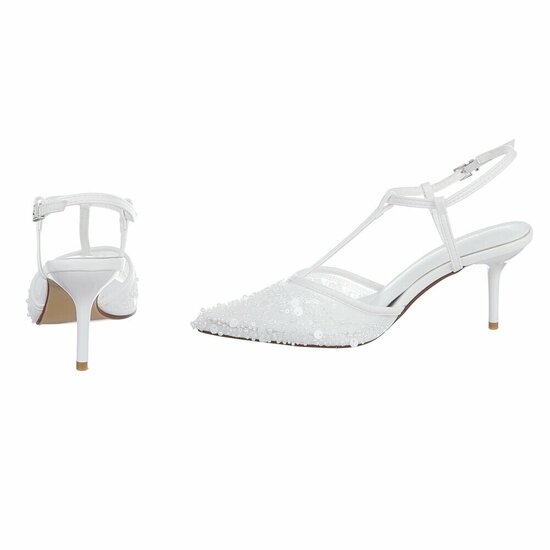Elegante slingback pumps met pailletten in ivoorwit-Magdalene