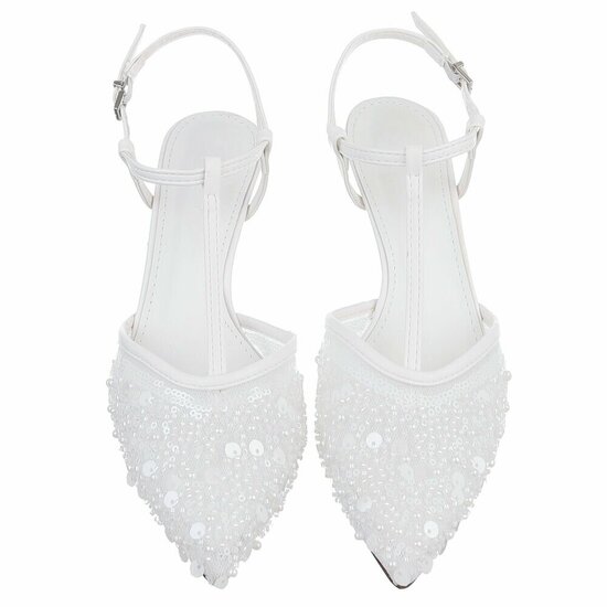 Elegante slingback pumps met pailletten in ivoorwit-Magdalene