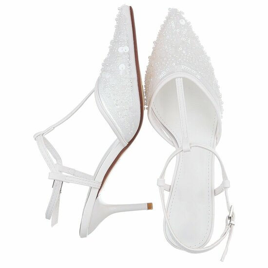 Elegante slingback pumps met pailletten in ivoorwit-Magdalene