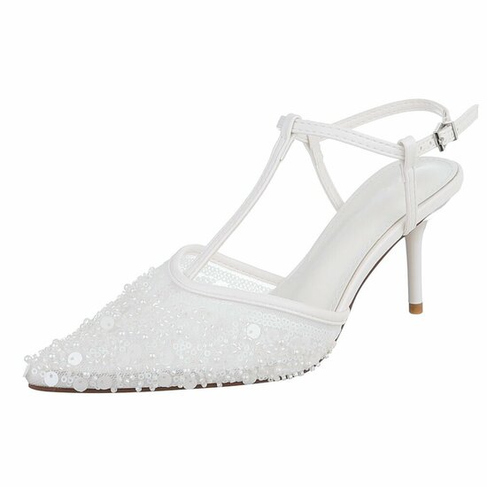 Elegante slingback pumps met pailletten in ivoorwit-Magdalene