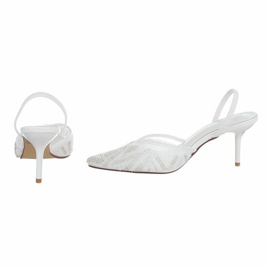 Elegante witte slingback pumps met pareldetails-Jaqueline