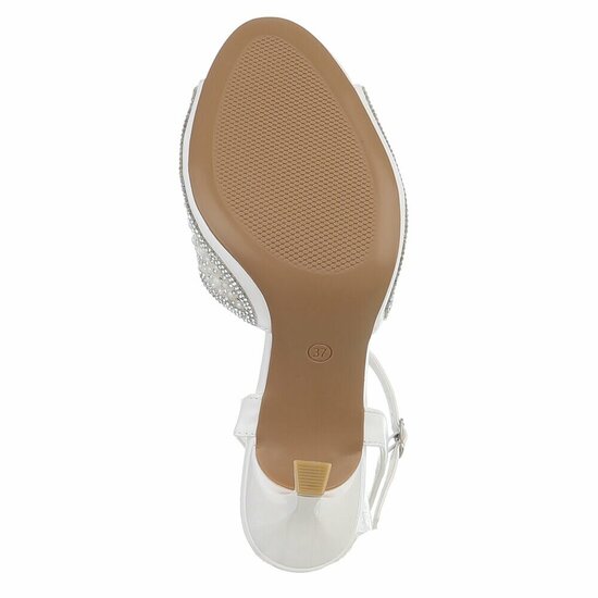 Elegante witte sandalen met parels en strass-Amberly