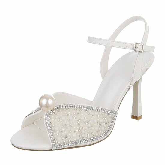 Elegante witte sandalen met parels en strass-Amberly