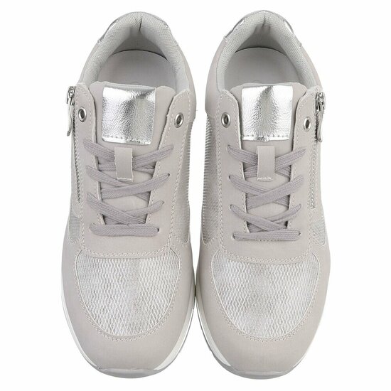 Grijze sneakers met wedge zool en zilveren details-Ingeborg