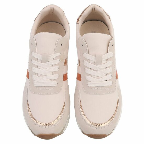 Beige sneakers met gouden details voor dames-Anatoli