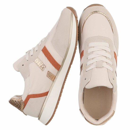 Beige sneakers met gouden details voor dames-Anatoli