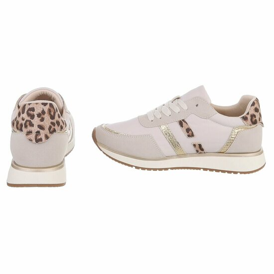 Licht grijze sneakers met gouden details voor dames-Anatoli