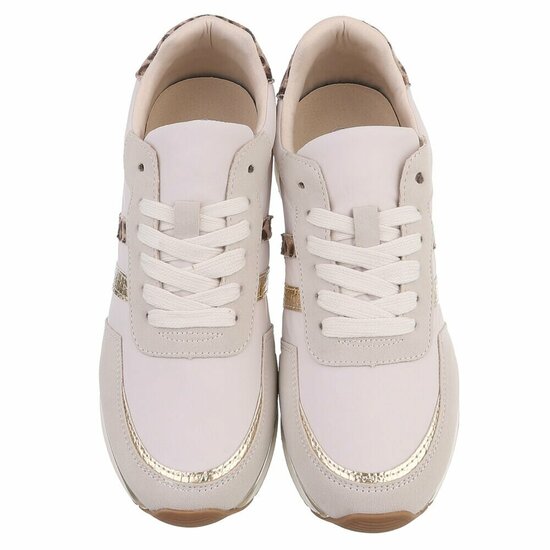 Licht grijze sneakers met gouden details voor dames-Anatoli