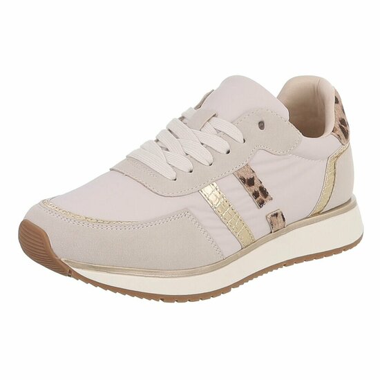 Licht grijze sneakers met gouden details voor dames-Anatoli