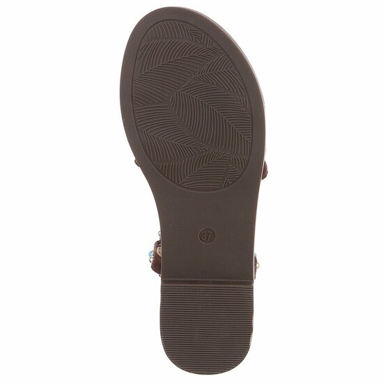 Bruine sandalen met turquoise details en studs-Lorena