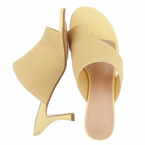 Gele knit mule hakken met open teen – Eloria