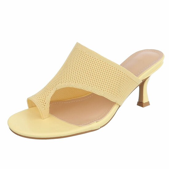 Gele knit mule hakken met open teen – Eloria