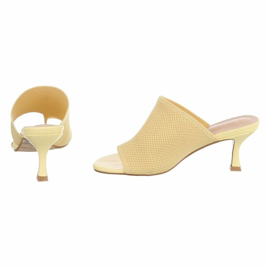 Gele knit mule hakken met open teen – Eloria