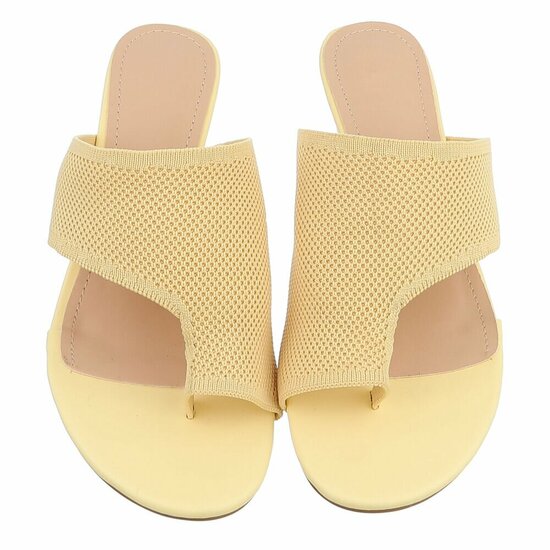 Gele knit mule hakken met open teen – Eloria