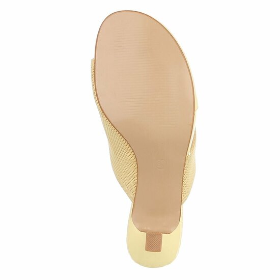 Gele knit mule hakken met open teen – Eloria