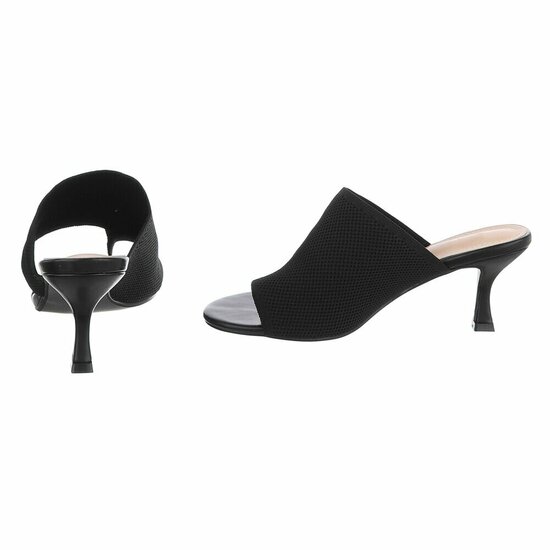 Zwarte knit mule hakken met open teen – Eloria