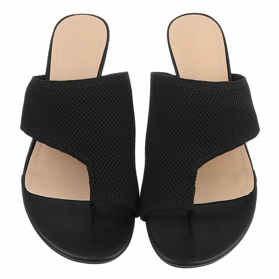 Zwarte knit mule hakken met open teen – Eloria