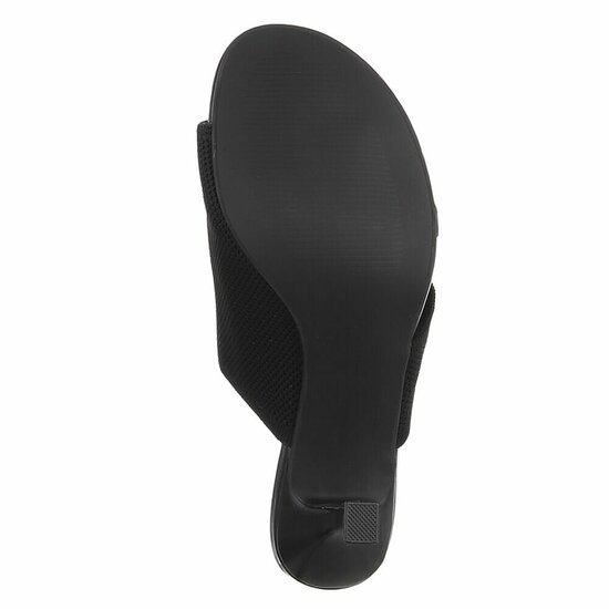 Zwarte knit mule hakken met open teen – Eloria