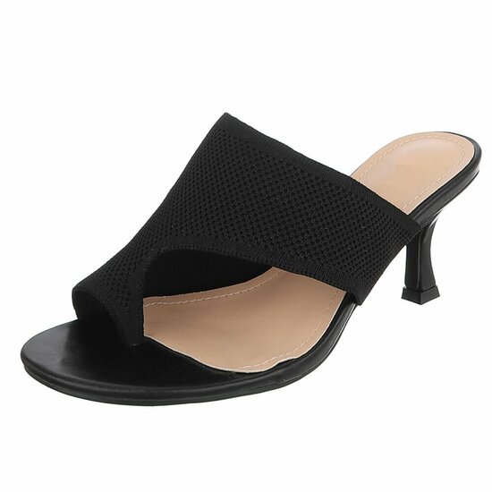 Zwarte knit mule hakken met open teen – Eloria