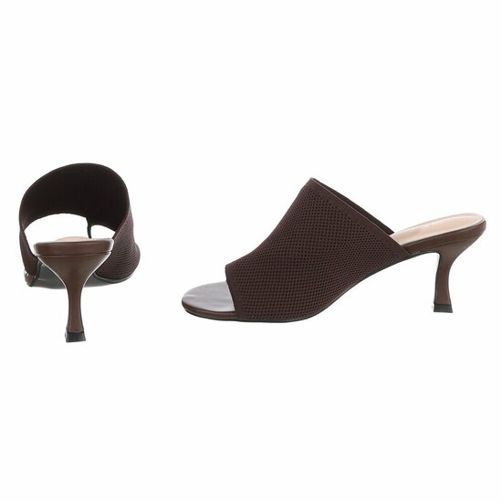 Bruine knit mule hakken met open teen – Eloria