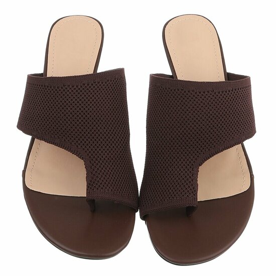 Bruine knit mule hakken met open teen – Eloria