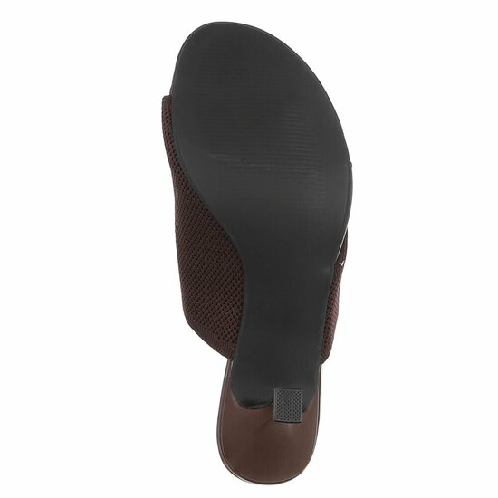 Bruine knit mule hakken met open teen – Eloria