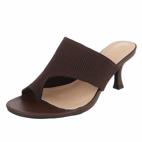 Bruine knit mule hakken met open teen – Eloria