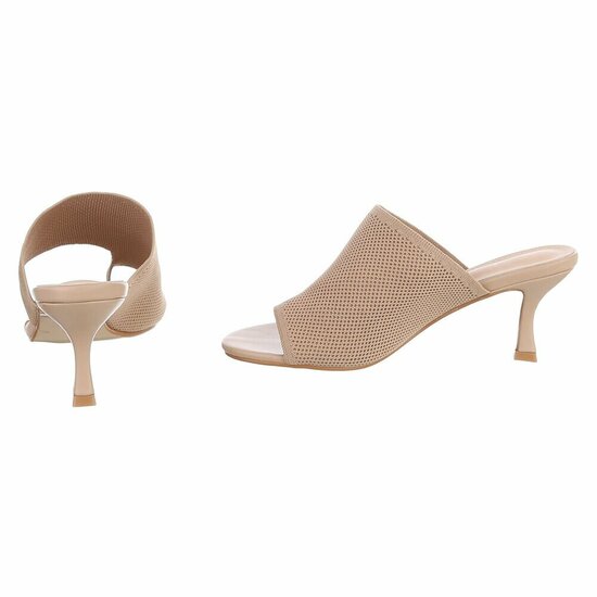 Kaki knit mule hakken met open teen – Eloria