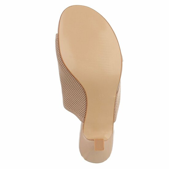 Kaki knit mule hakken met open teen – Eloria