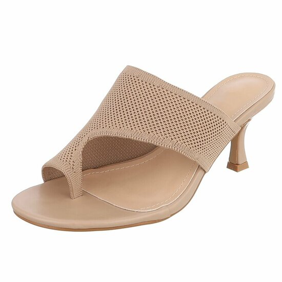 Kaki knit mule hakken met open teen – Eloria